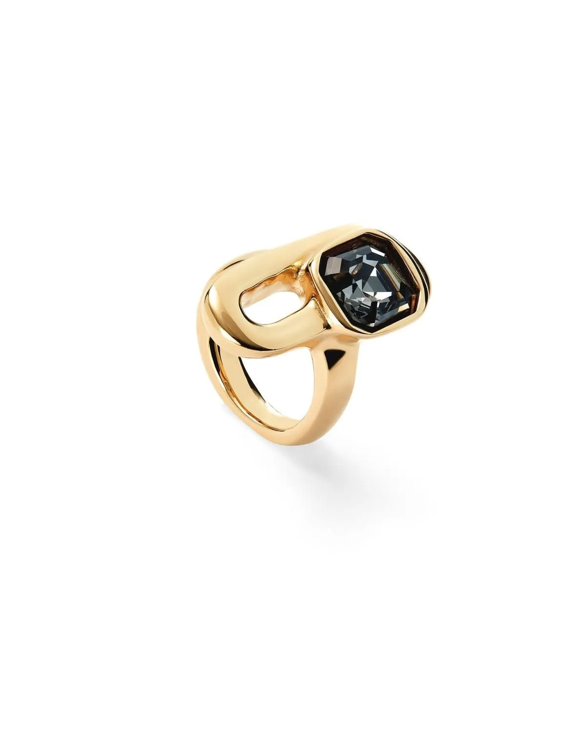 18k Gold Plated Ser Expresiva Black Ring ANI0841NGRORO Unode50 Jewelry And Accessories