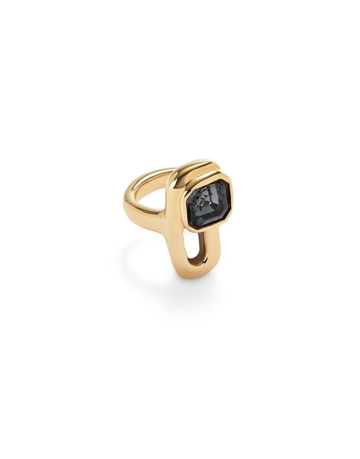 18k Gold Plated Ser Expresiva Black Ring ANI0841NGRORO Unode50 Jewelry And Accessories