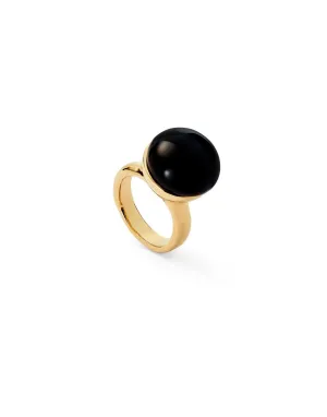 18k Gold Plated Ser Fascinante Black Ring ANI0845NGRORO Unode50 Jewelry And Accessories