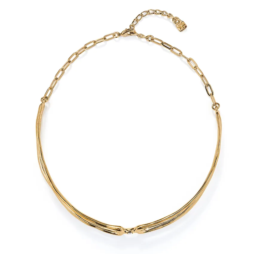 18k Gold Plated Ser Indomable White Necklace COL1935BLNORO0U Unode50 Jewelry And Accessories