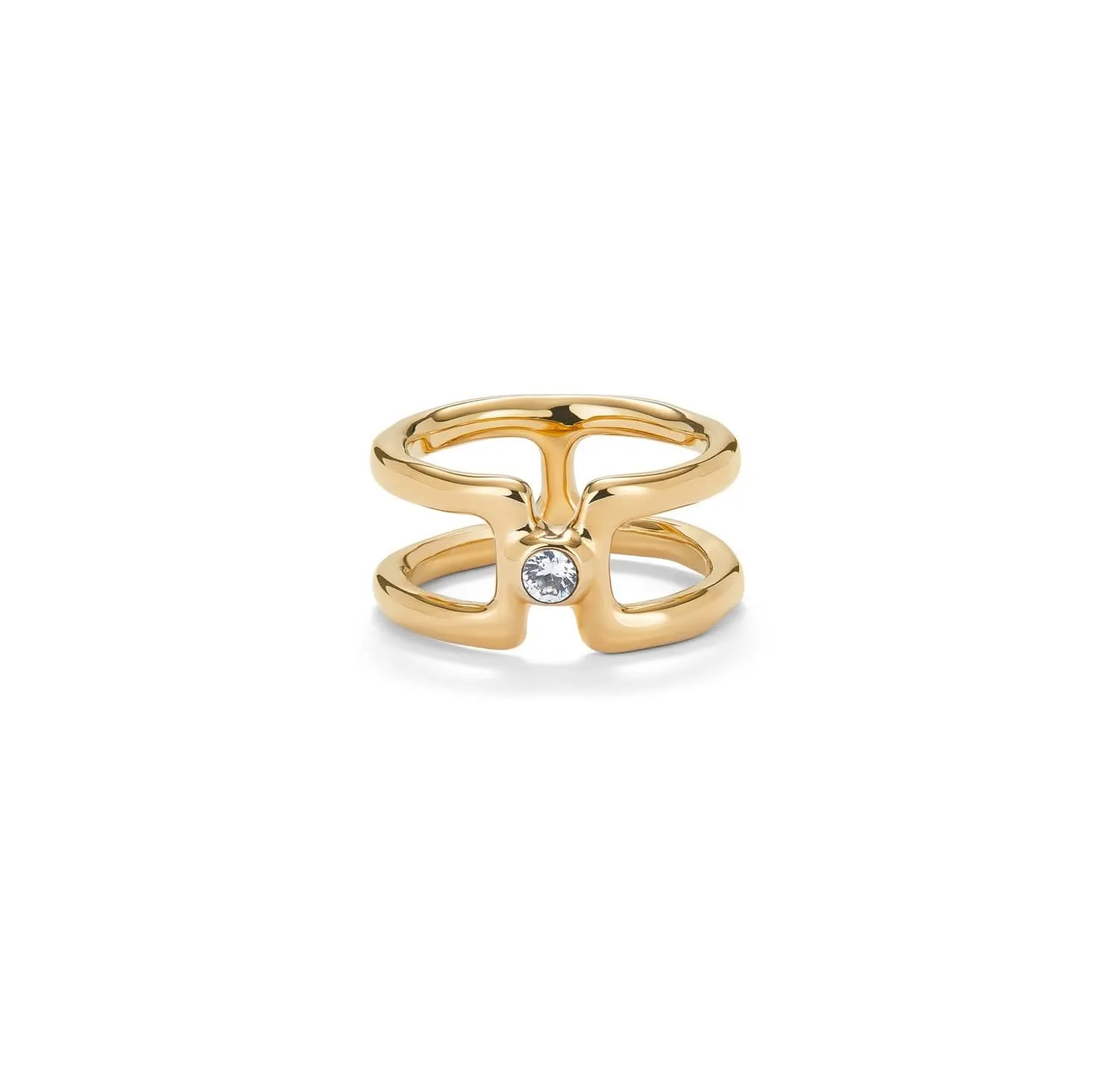 18k Gold Plated Ser Indomable White Ring ANI0816BLNORO Unode50 Jewelry And Accessories