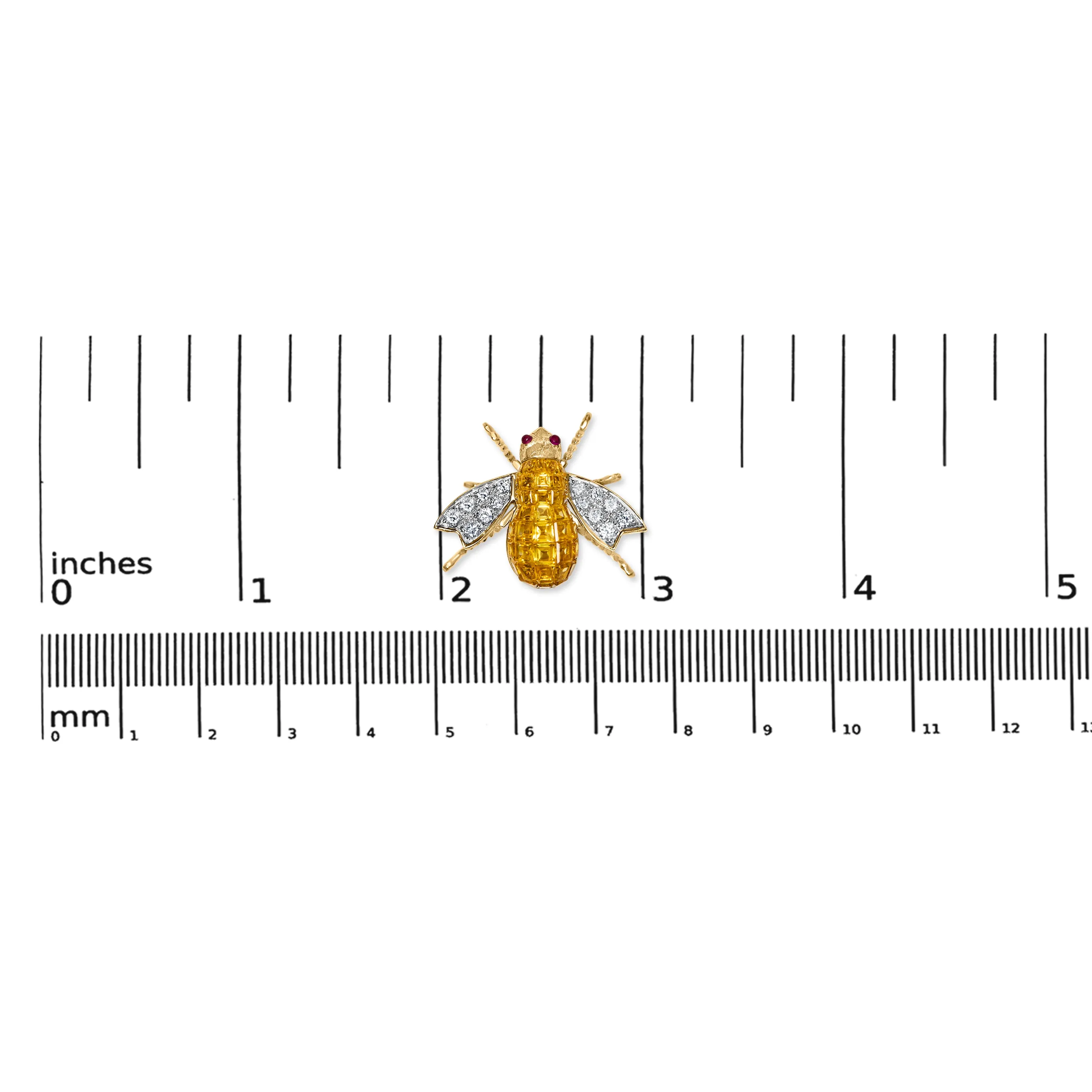 18K Yellow Gold 3/8 Cttw Diamond and 5 1/3 Cttw Yellow Sapphire Bumblebee Brooch Pin
