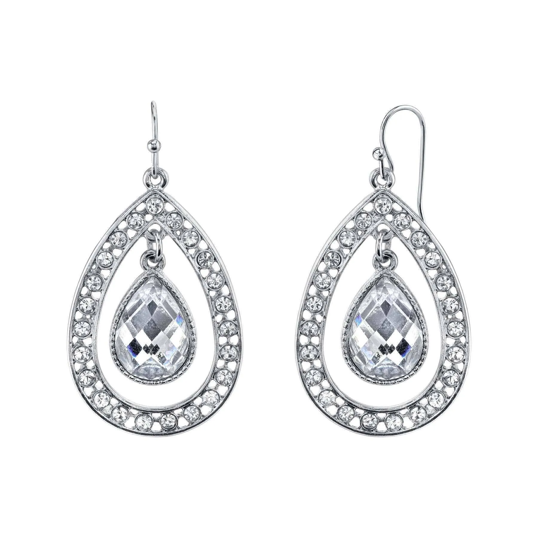 1928 Jewelry Crystal Caged Teardrop Earrings 1928 Jewelry