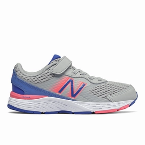 680v6 - Aluminum with Cobalt - Kids New Balance casual sneakers for everyday comfort