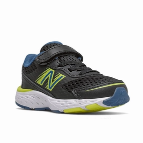 680v6 - Black with Blue - Kids New Balance casual sneakers for everyday comfort