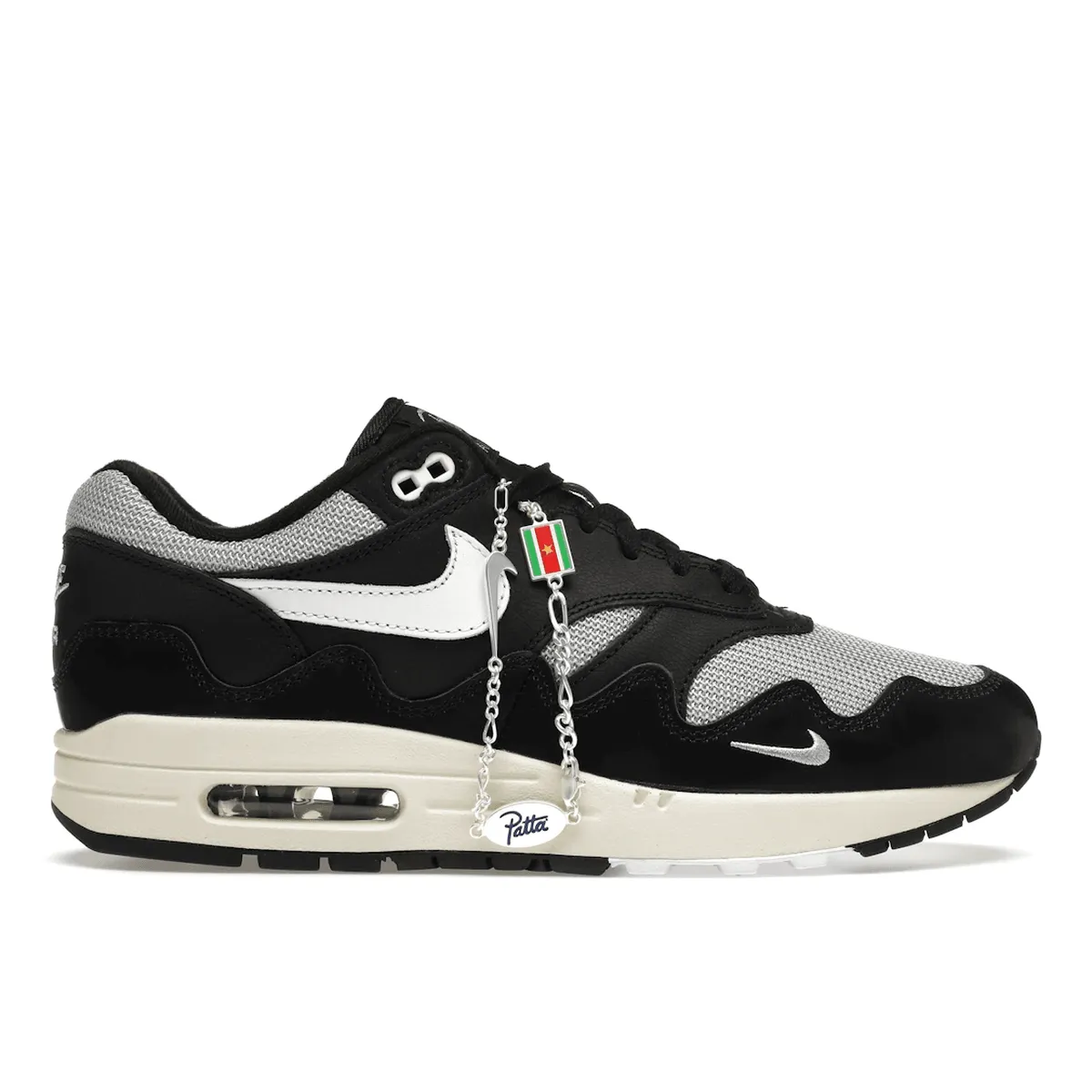 Air Max 1 X Patta Black Nike Air Max casual shoes with visible air tech