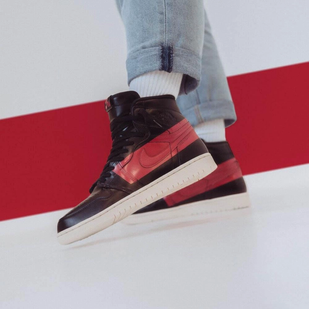 Air Jordan 1 Defiant Black Red Air Jordan 1 vintage style sneakers