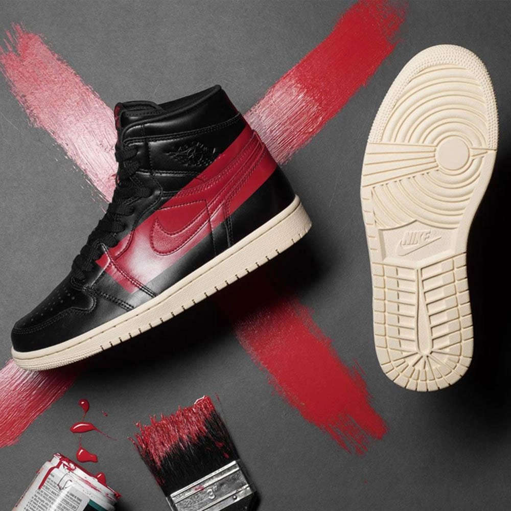 Air Jordan 1 Defiant Black Red Air Jordan 1 vintage style sneakers
