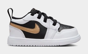 Air Jordan 1 Low Alt Infant Toddler Lifestyle Shoes (White/Black/Metallic Gold) Air Jordan 1 classic shoes for streetwear looks