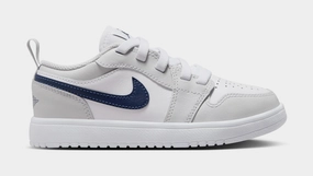 Air Jordan 1 Low ALT Preschool Basketball Shoes (White/Midnight Navy/Neutral Grey) Air Jordan 1 classic shoes for streetwear looks