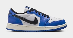Air Jordan 1 Low Game Royal Grade School Lifestyle Shoes (White/Game Royal/Sail/Black) Air Jordan 1 classic shoes for streetwear looks