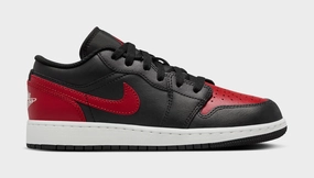 Air Jordan 1 Low Grade School Basketball Shoes (Black/Varsity Red/Summit White) Air Jordan 1 classic shoes for streetwear looks