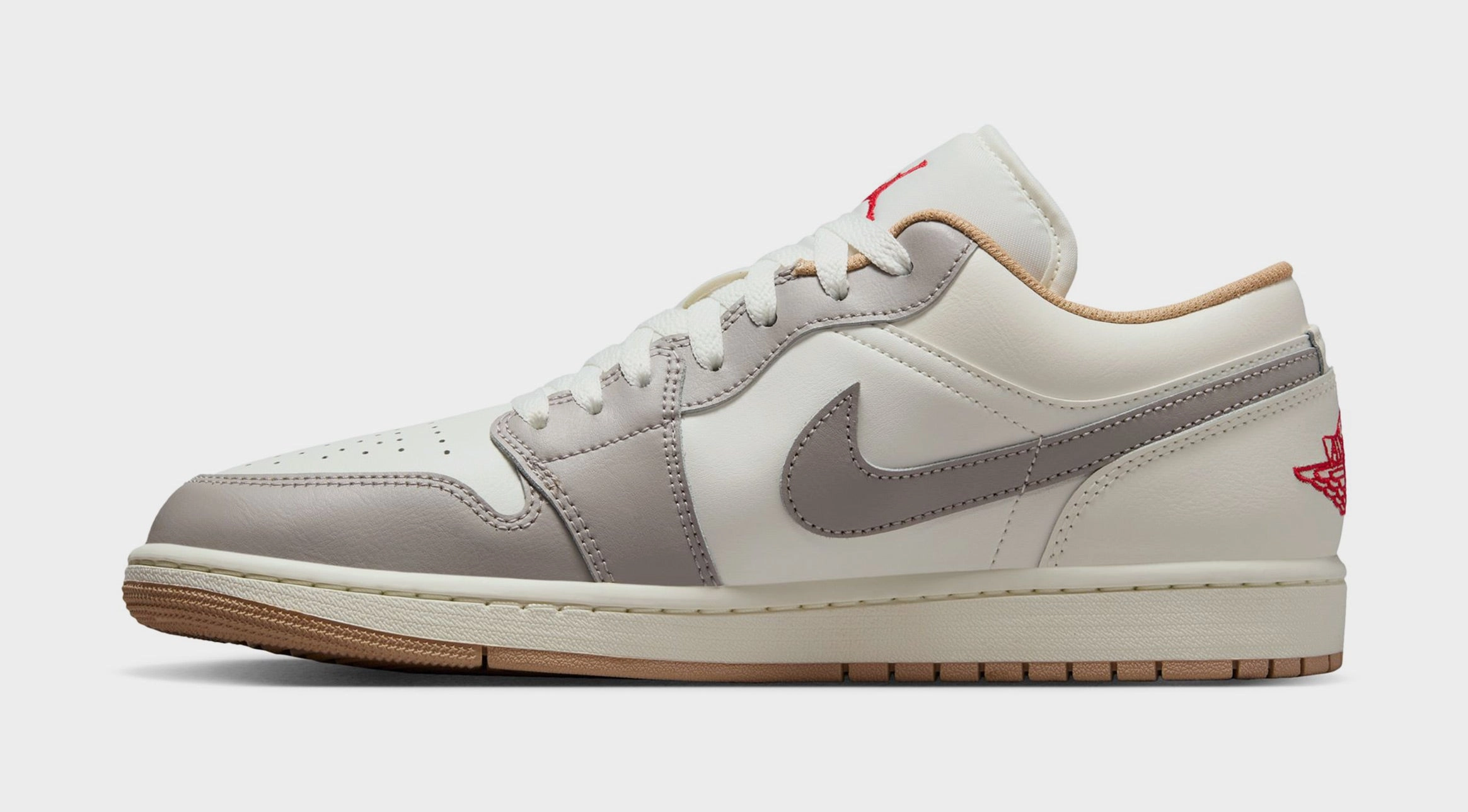 Air Jordan 1 Low Mens Lifestyle Shoes (Sail/Fire Red/College Grey/Hemp) Air Jordan 1 original design shoes
