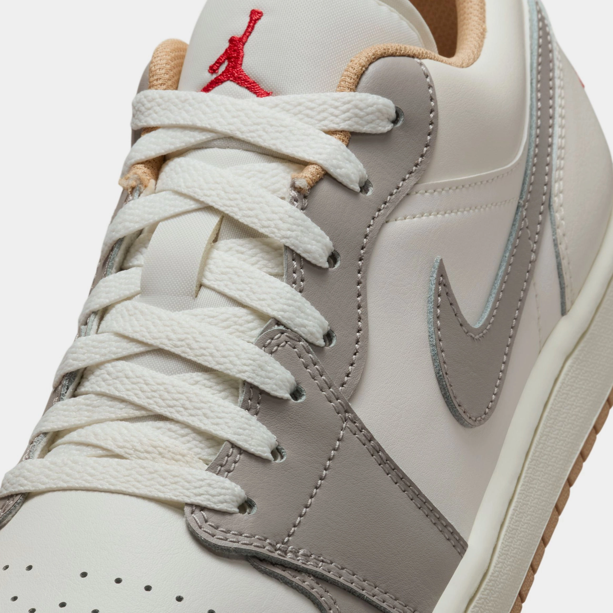 Air Jordan 1 Low Mens Lifestyle Shoes (Sail/Fire Red/College Grey/Hemp) Air Jordan 1 original design shoes