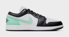 Air Jordan 1 Low Mens Lifestyle Shoes (White/Black/Green Glow) Air Jordan 1 classic shoes for streetwear looks