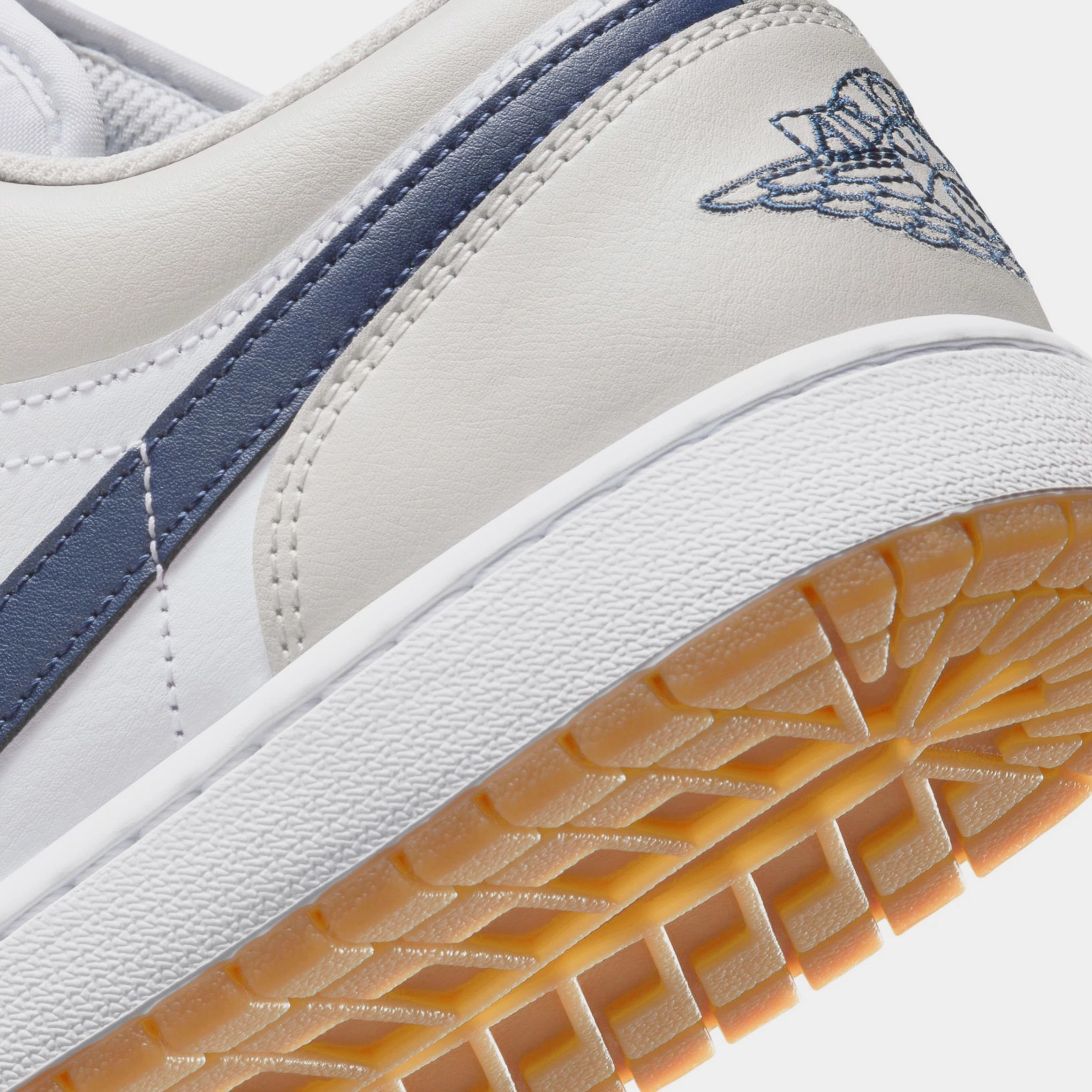 Air Jordan 1 Low Mens Lifestyle Shoes (White/Neutral Grey/Gum Medium Brown/Midnight Navy) Air Jordan 1 original design shoes