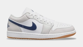 Air Jordan 1 Low Mens Lifestyle Shoes (White/Neutral Grey/Gum Medium Brown/Midnight Navy) Air Jordan 1 classic shoes for streetwear looks