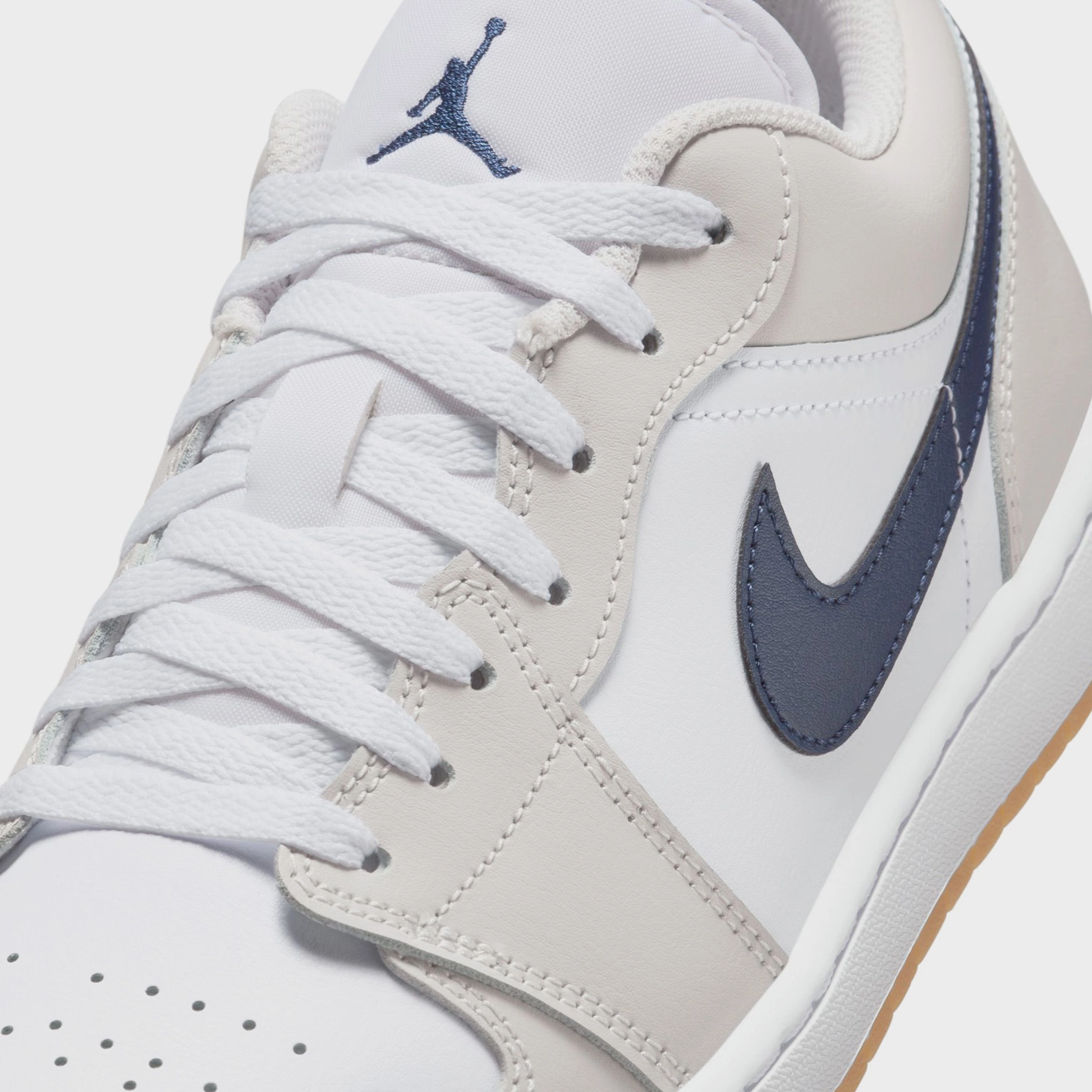 Air Jordan 1 Low Mens Lifestyle Shoes (White/Neutral Grey/Gum Medium Brown/Midnight Navy) Air Jordan 1 original design shoes