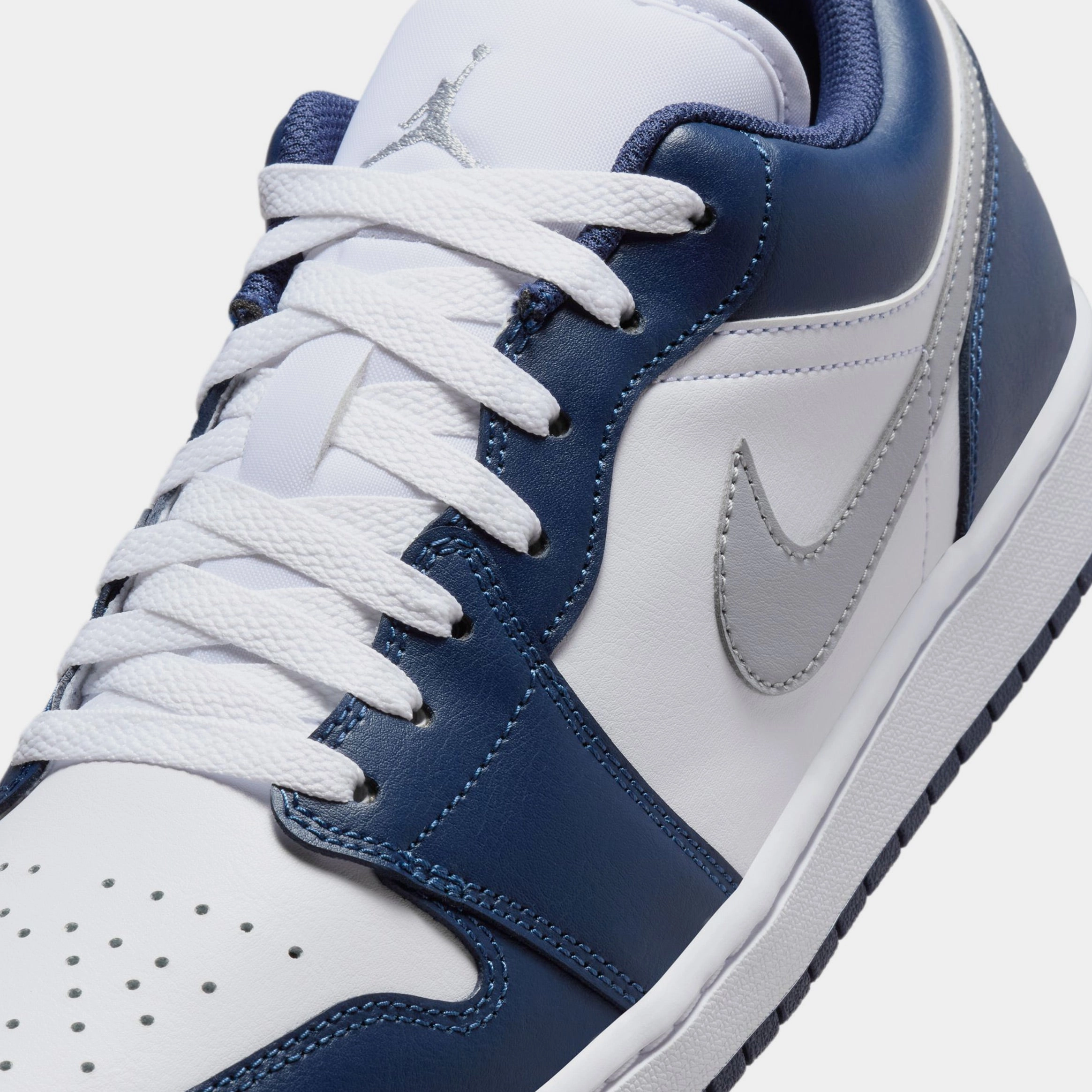 Air Jordan 1 Low Midnight Navy Mens Lifestyle Shoes (White/Midnight Navy/Wolf Grey) Air Jordan 1 original design shoes