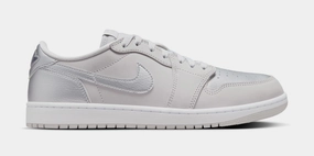 Air Jordan 1 Low OG Metallic Silver Mens Lifestyle Shoes (Neutral Grey/White/Metallic Silver) Air Jordan 1 classic shoes for streetwear looks
