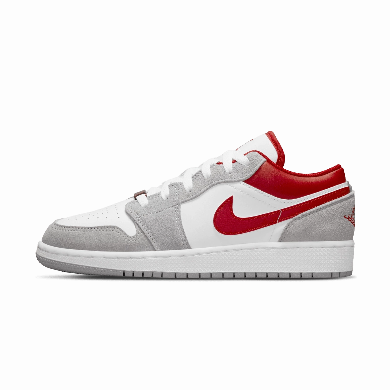 Air Jordan 1 Low SE GS 'Light Smoke Grey Gym Red' Air Jordan 1 Low sneakers perfect for casual outfits