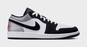Air Jordan 1 Low SE Mens Lifestyle Shoes (White/Black/Matte Silver/Fire Red) Air Jordan 1 classic shoes for streetwear looks