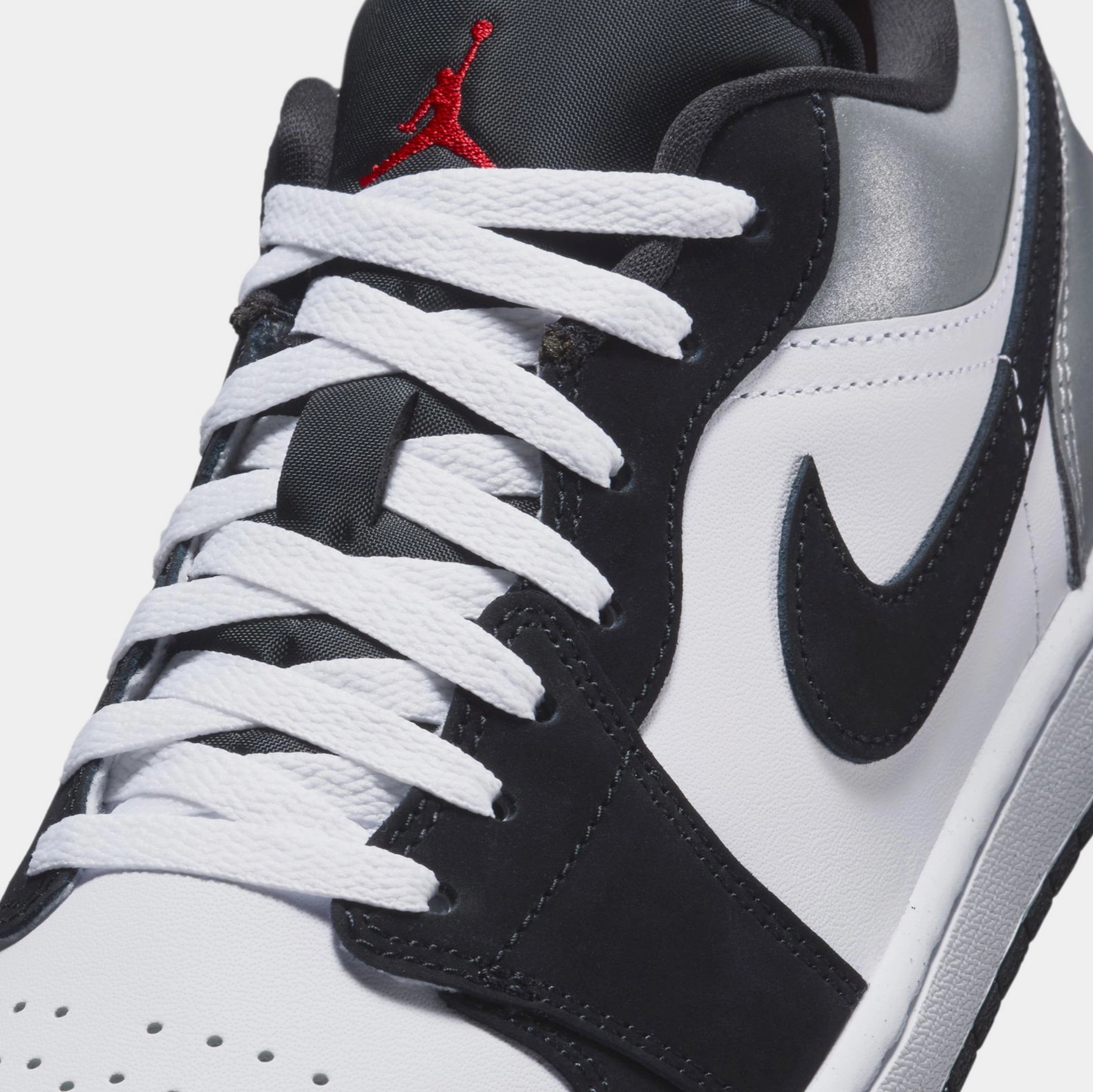 Air Jordan 1 Low SE Mens Lifestyle Shoes (White/Black/Matte Silver/Fire Red) Air Jordan 1 original design shoes