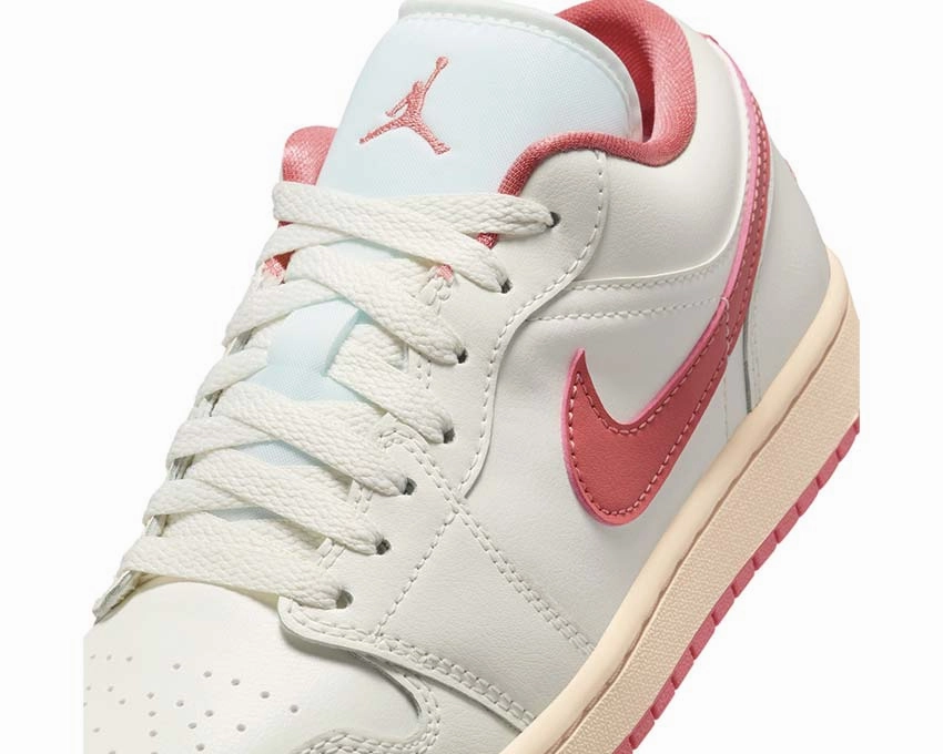 Air Jordan 1 Low W "Pink Salt" Vintage leather court sneakers