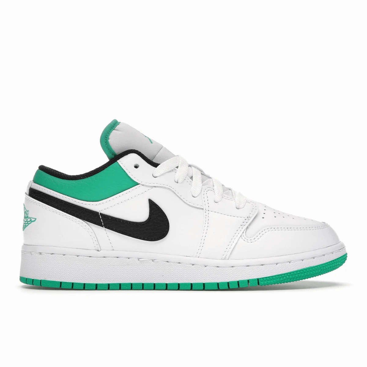 Air Jordan 1 Low White Lucky Green Tumbled Leather Air Jordan 1 Low shoes with sleek lifestyle appeal