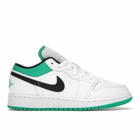 Air Jordan 1 Low White Lucky Green Tumbled Leather Air Jordan 1 Low shoes with sleek lifestyle appeal