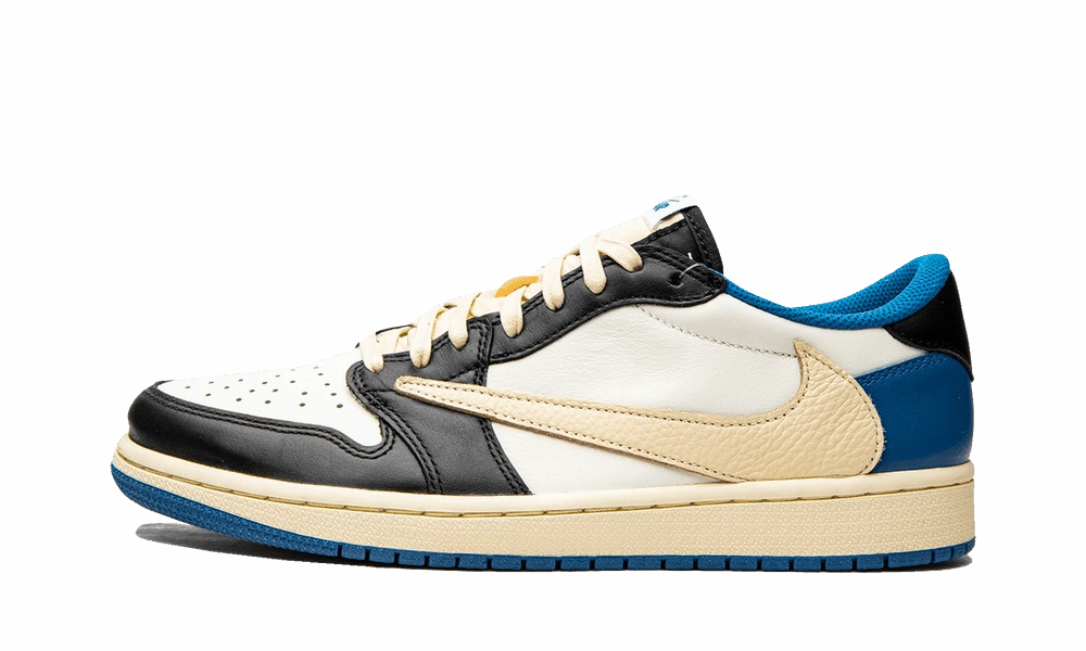 Air Jordan 1 Low X Fragment X Travis Scott Military Blue Air Jordan 1 Low shoes with sleek lifestyle appeal