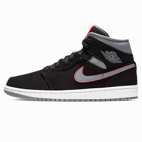Air Jordan 1 Mid 'Black Particle Grey Gym Red' Air Jordan 1 Mid versatile shoes for daily wear