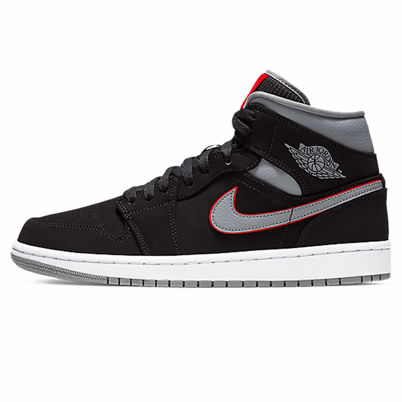 Air Jordan 1 Mid 'Black Particle Grey Gym Red' Air Jordan 1 Mid versatile shoes for daily wear