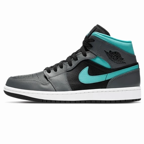 Air Jordan 1 Mid 'Grey Aqua' Air Jordan 1 sneakers with heritage court style