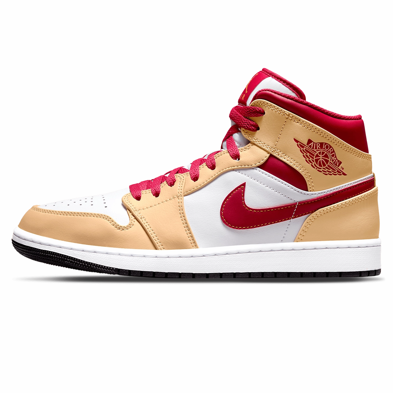 Air Jordan 1 Mid 'Light Curry Cardinal Red' Air Jordan 1 sneakers with heritage court style
