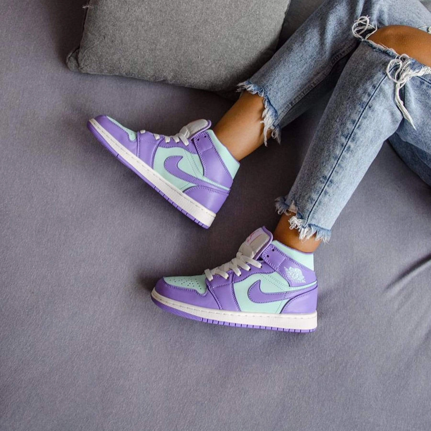 Air Jordan 1 Mid 'Purple Aqua' Air Jordan 1 vintage style sneakers