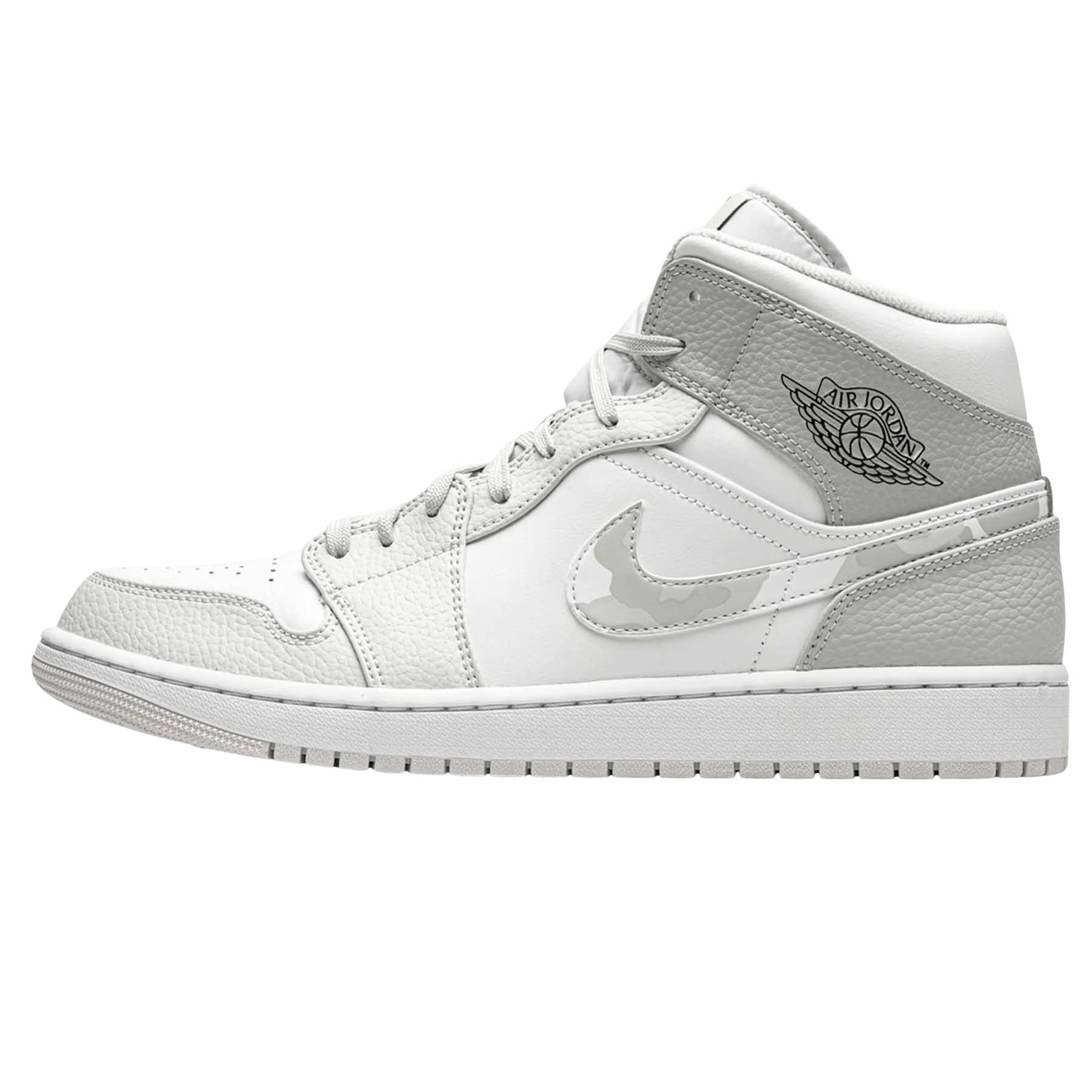 Air Jordan 1 Mid 'Swoosh Logo - Grey Camo' Air Jordan 1 timeless sneakers for Jordan fans