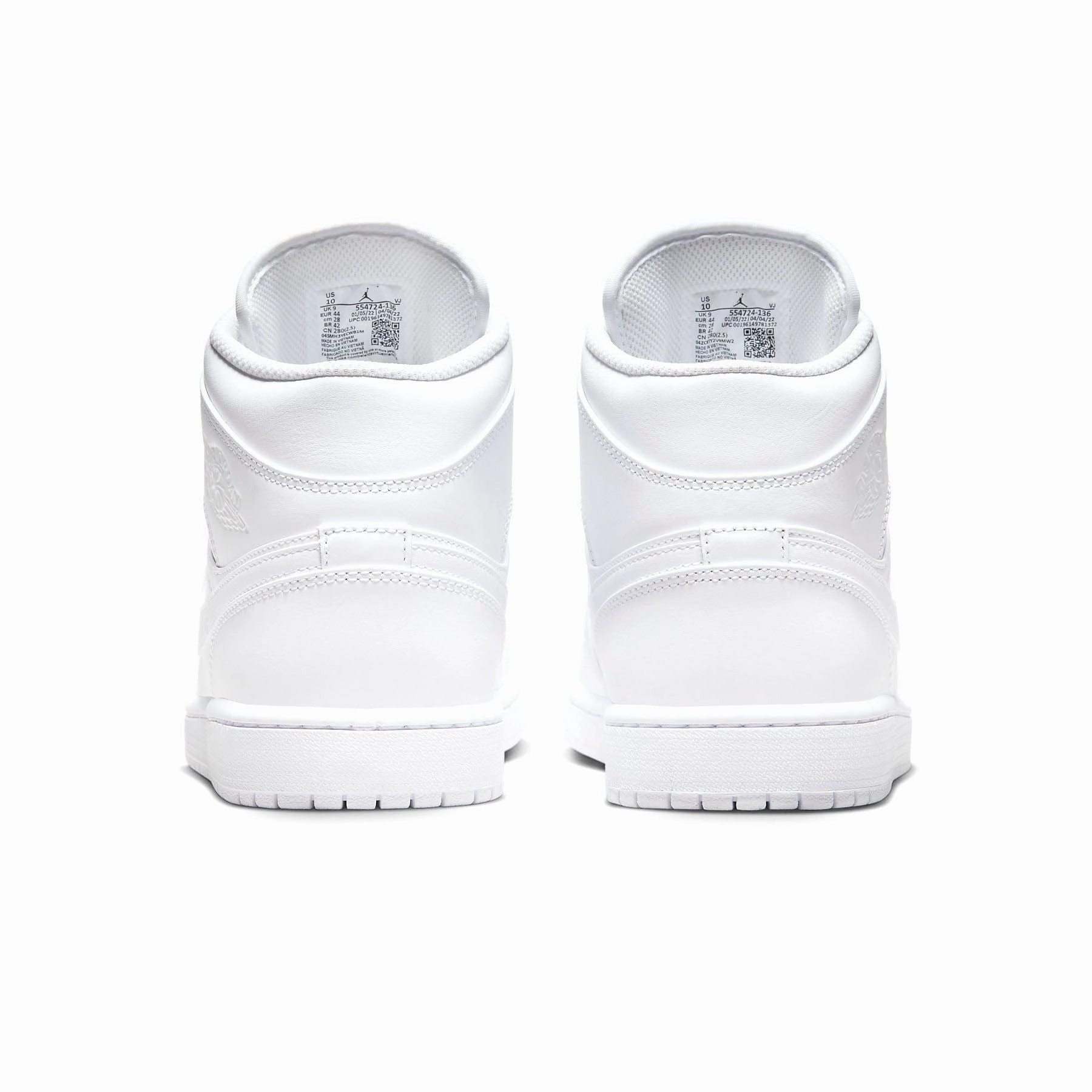 Air Jordan 1 Mid 'Triple White' 2022 Air Jordan 1 classic sneakers