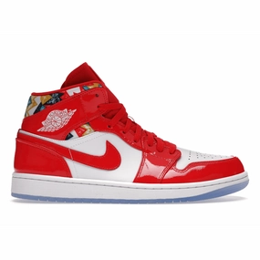 Air Jordan 1 Mid Barcelona Sweater Red Patent Air Jordan 1 Mid sneakers with bold retro vibes