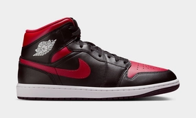 Air Jordan 1 Mid Bred Mens Basketball Shoes (Black/Varsity Red/Summit White) Air Jordan 1 classic shoes for streetwear looks