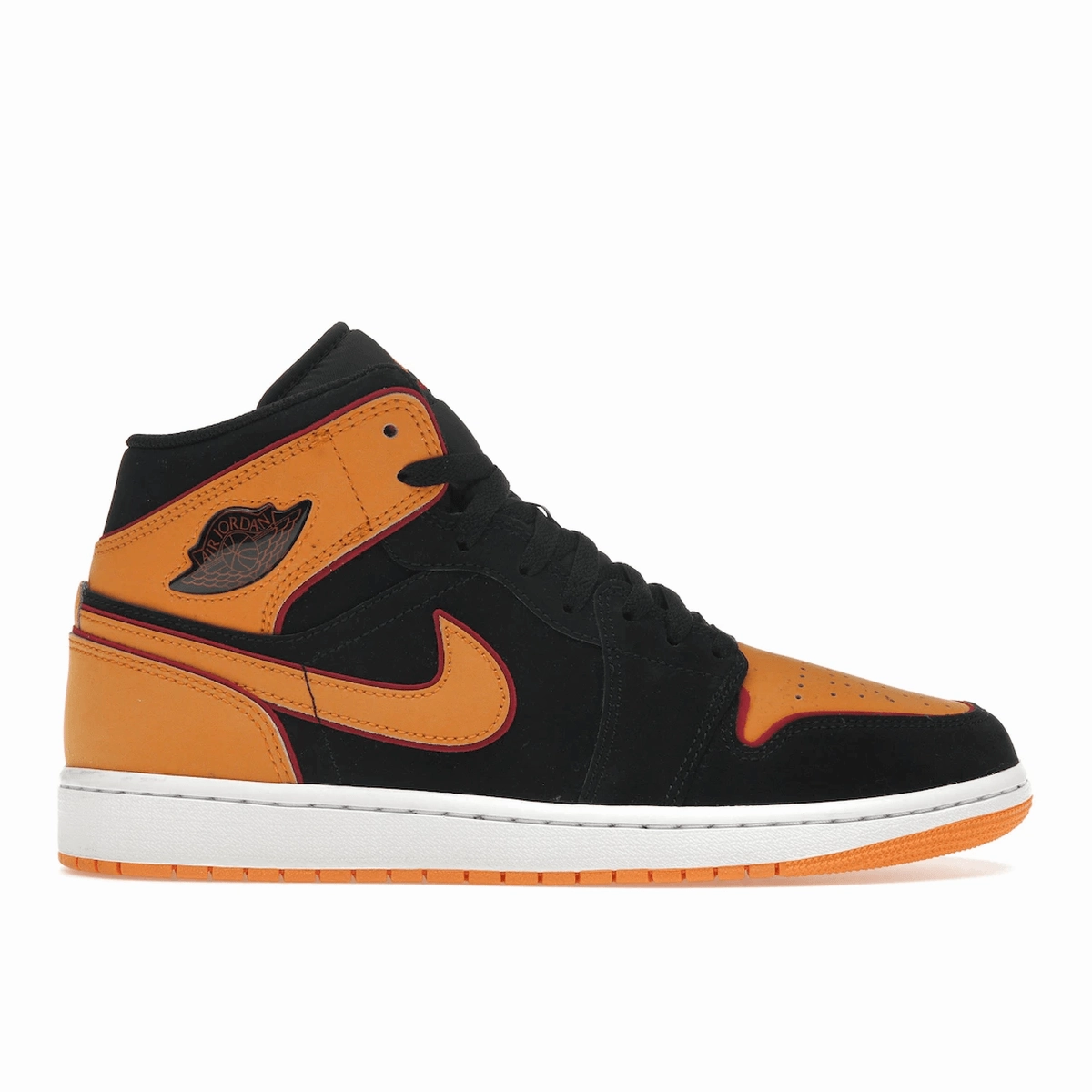 Air Jordan 1 Mid Fat Tongue Black Orange Air Jordan 1 Mid sneakers with bold retro vibes