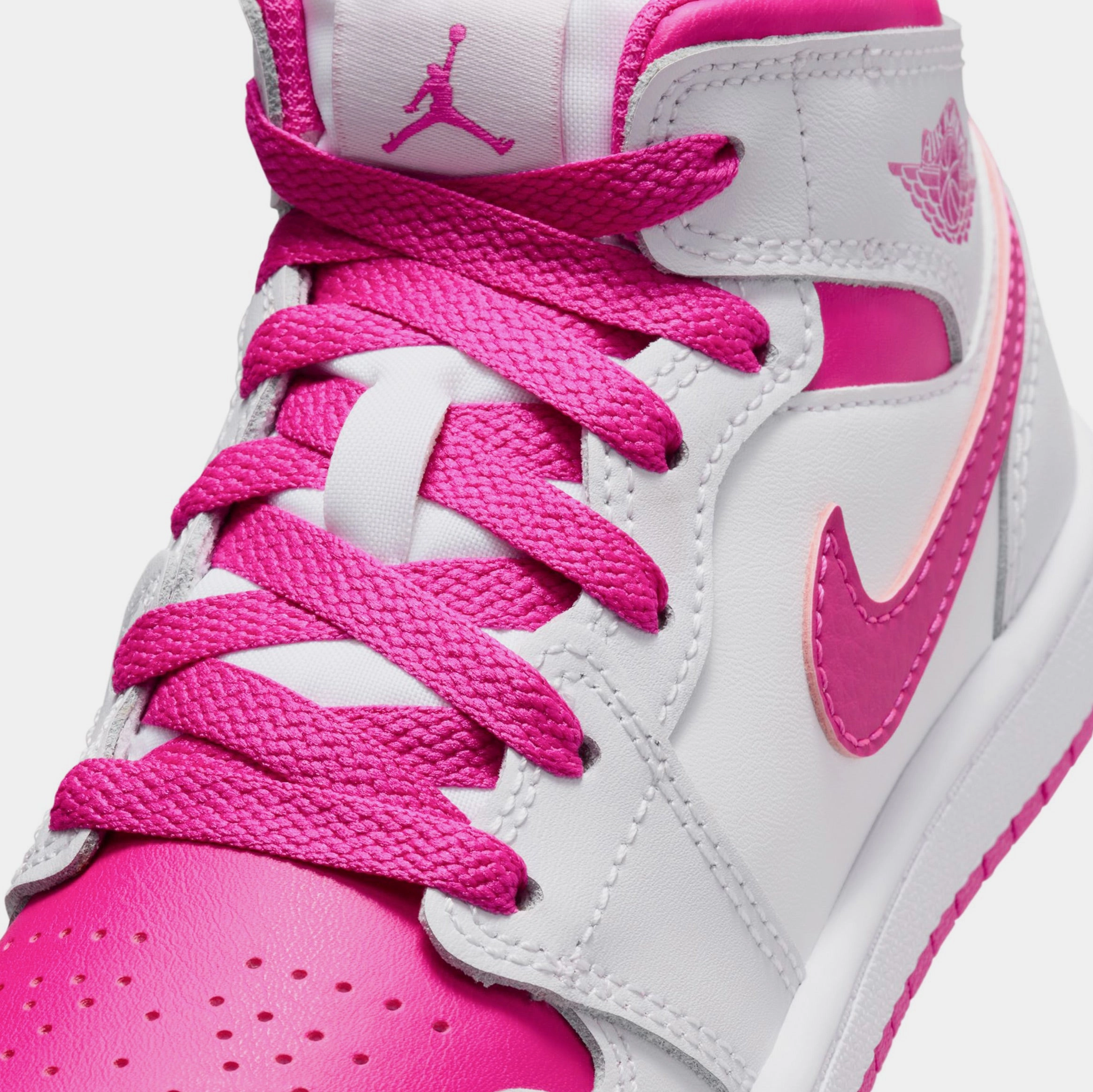 Air Jordan 1 Mid Fire Pink Preschool Lifestyle Shoes (Iris Whisper/White/Fire Pink) Air Jordan 1 original design shoes