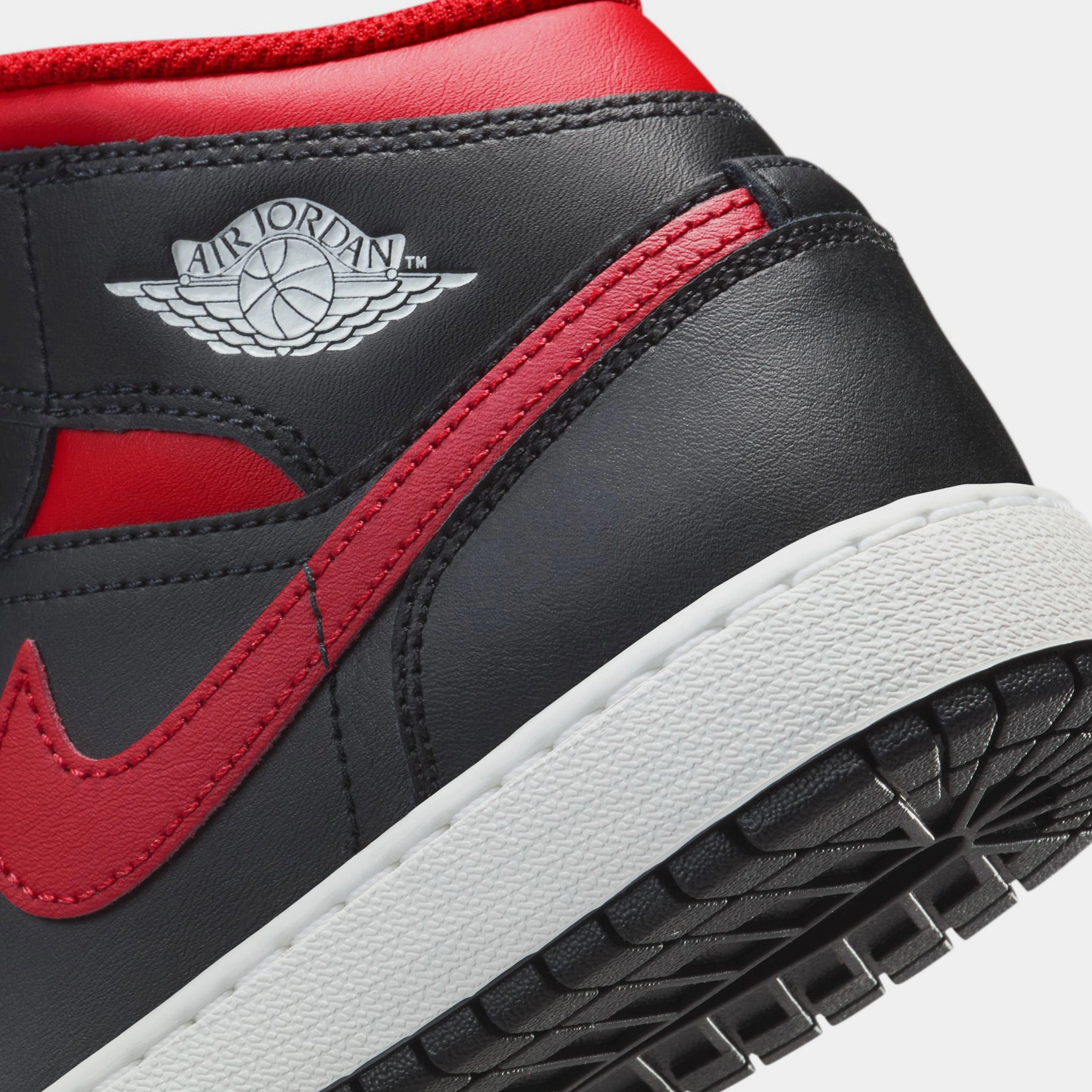 Air Jordan 1 Mid Grade School Basketball Shoes (Black/Summit White/Varsity Red) Air Jordan 1 original design shoes