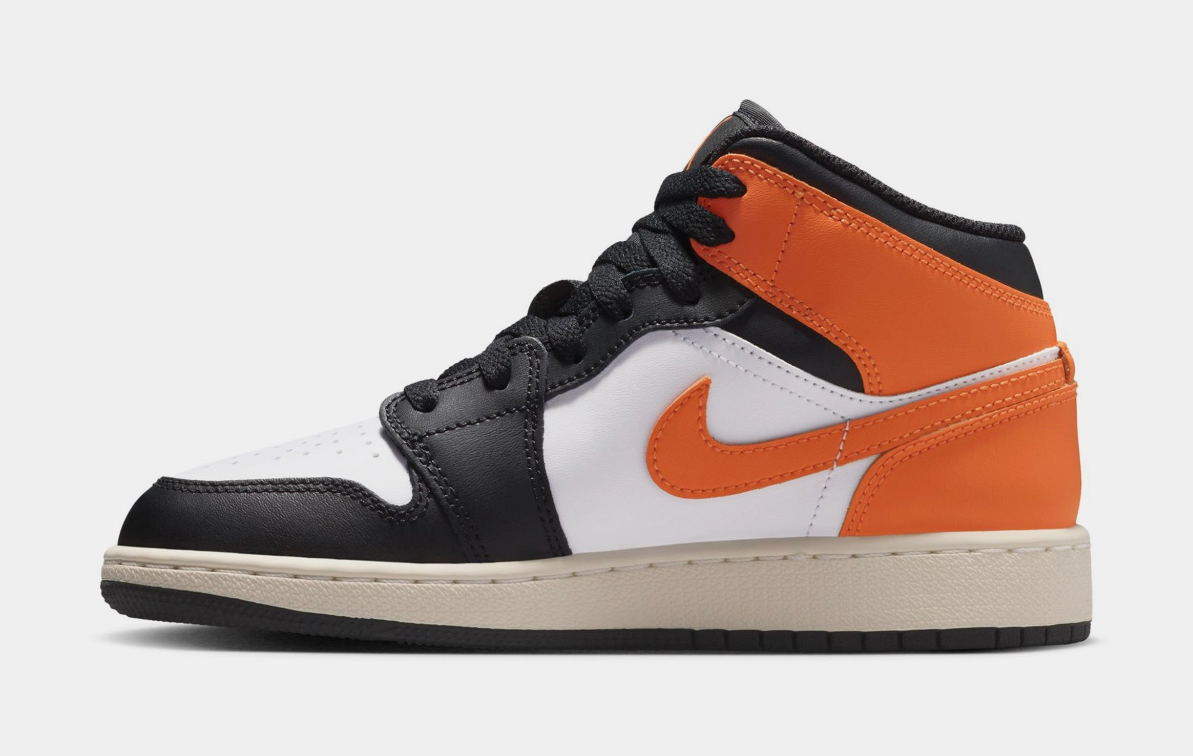 Air Jordan 1 Mid Grade School Lifestyle Shoes ( Starfish/White/Sail/Black) Air Jordan 1 original design shoes