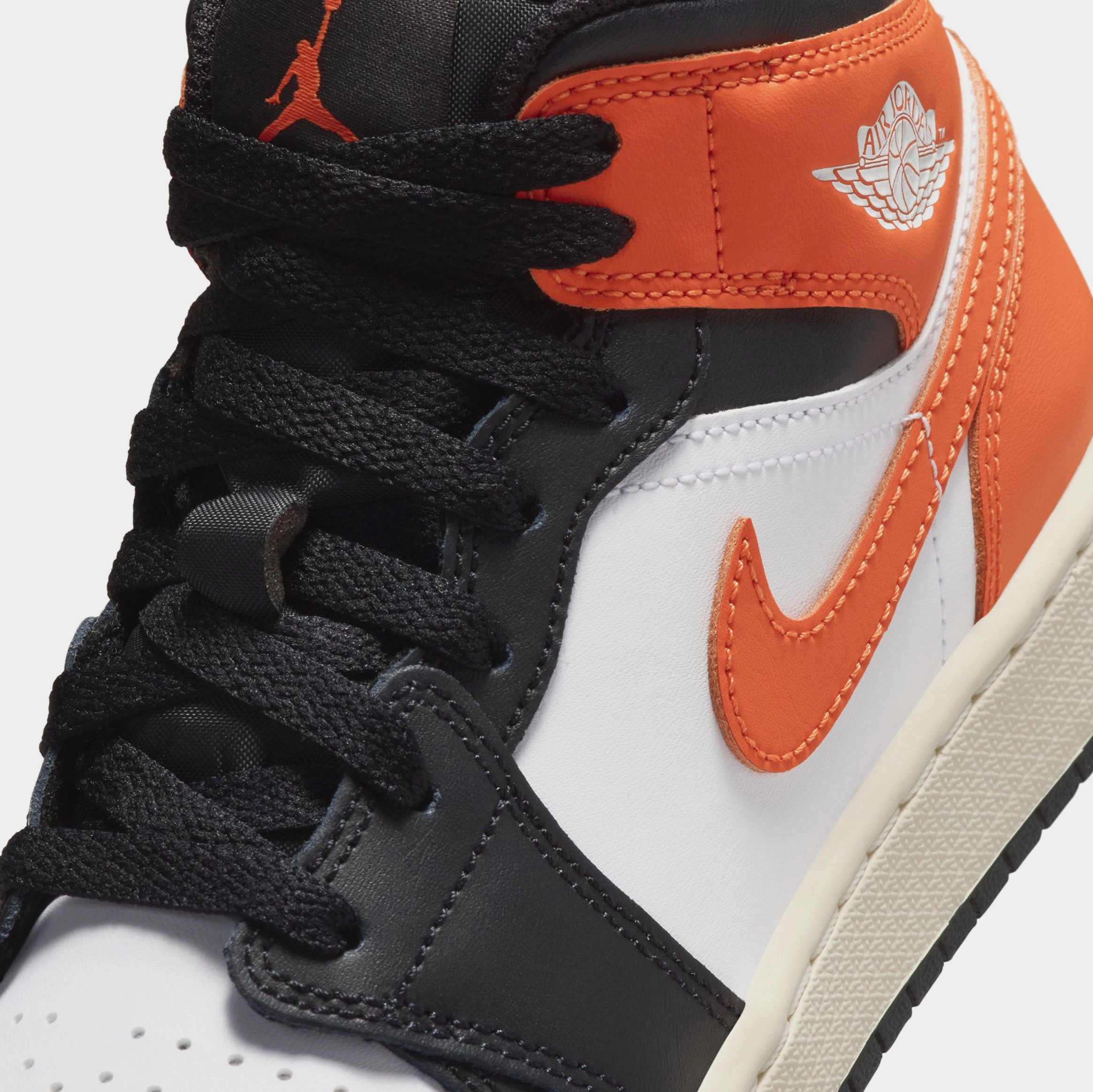Air Jordan 1 Mid Grade School Lifestyle Shoes ( Starfish/White/Sail/Black) Air Jordan 1 original design shoes