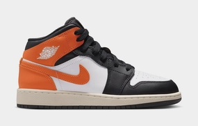 Air Jordan 1 Mid Grade School Lifestyle Shoes ( Starfish/White/Sail/Black) Air Jordan 1 classic shoes for streetwear looks