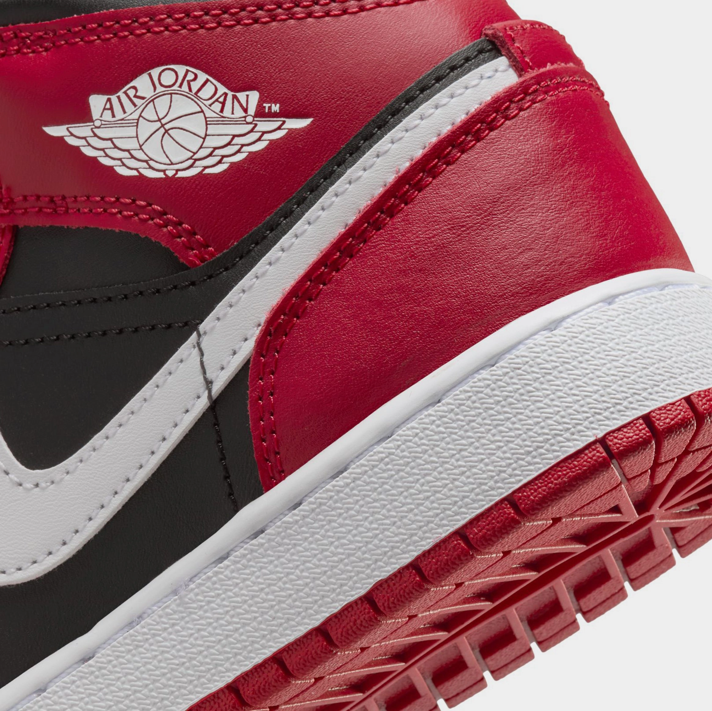 Air Jordan 1 Mid Grade School Lifestyle Shoes (Black/Gym Red/White) Air Jordan 1 original design shoes
