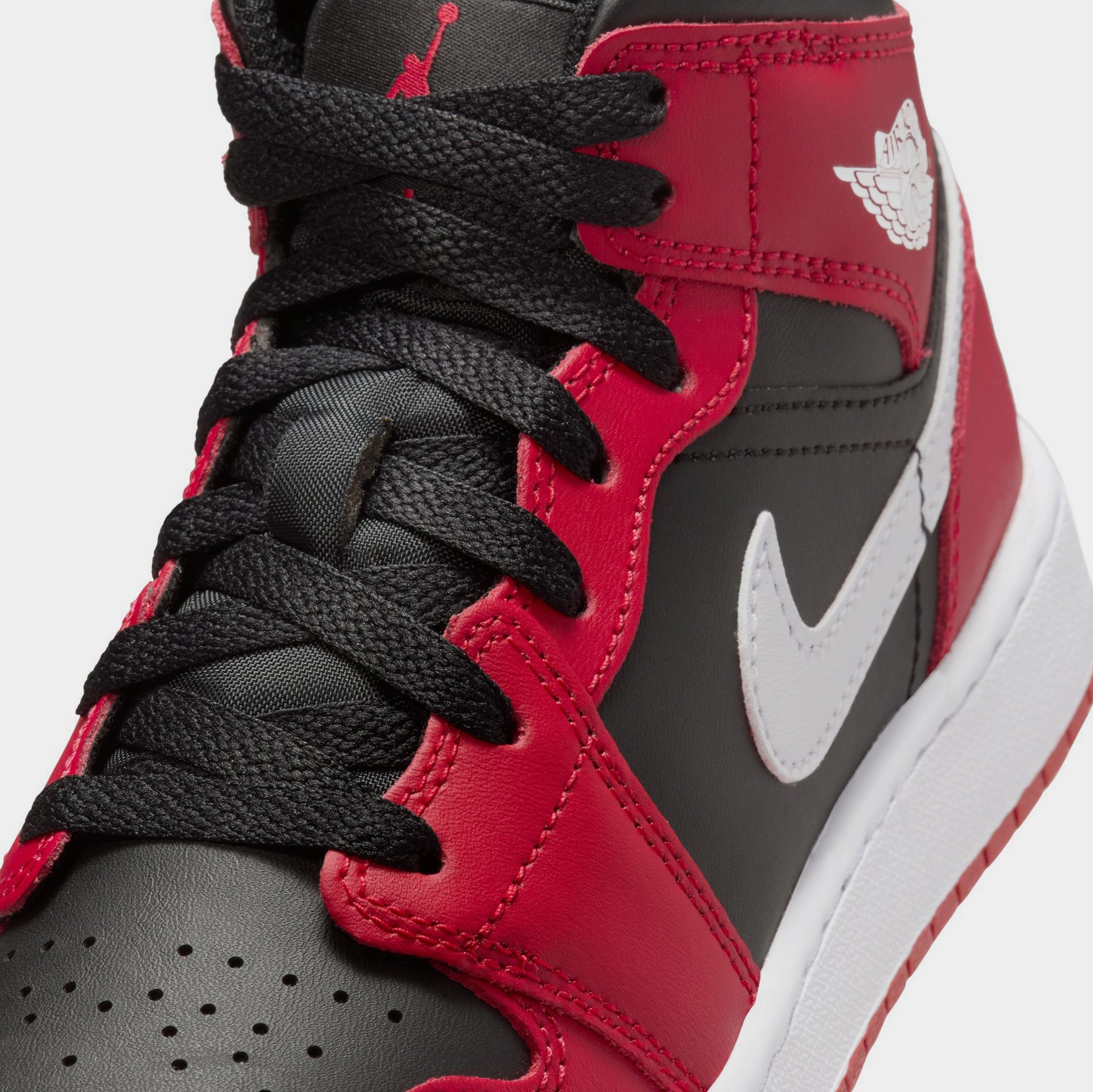 Air Jordan 1 Mid Grade School Lifestyle Shoes (Black/Gym Red/White) Air Jordan 1 original design shoes