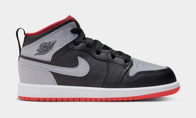 Air Jordan 1 Mid Grade School Lifestyle Shoes (White/Black/Gym Red) Air Jordan 1 classic shoes for streetwear looks