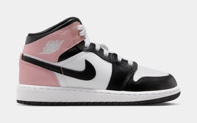 Air Jordan 1 Mid Grade School Lifestyle Shoes (White/Black/Rust Pink) Air Jordan 1 classic shoes for streetwear looks